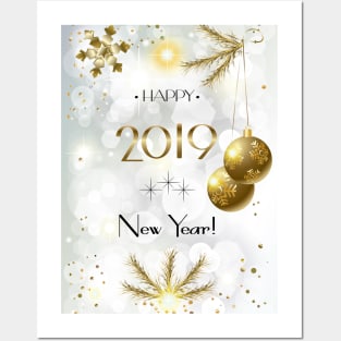 2019 Winter Holiday Christmas & Happy New Year Greeting Card Posters and Art